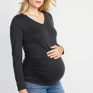 Old Navy Black Long Sleeve V-Neck Top Size Medium Maternity